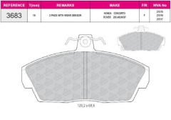 ON FREN BALATASI  WVA 21515 FISSIZ HONDA: CIVIC 01>06/EUROCIVIC 96>00/ROVER 25 ROVER 45 00>06/ROVER 200 ROVER) TATA TELCOLINE