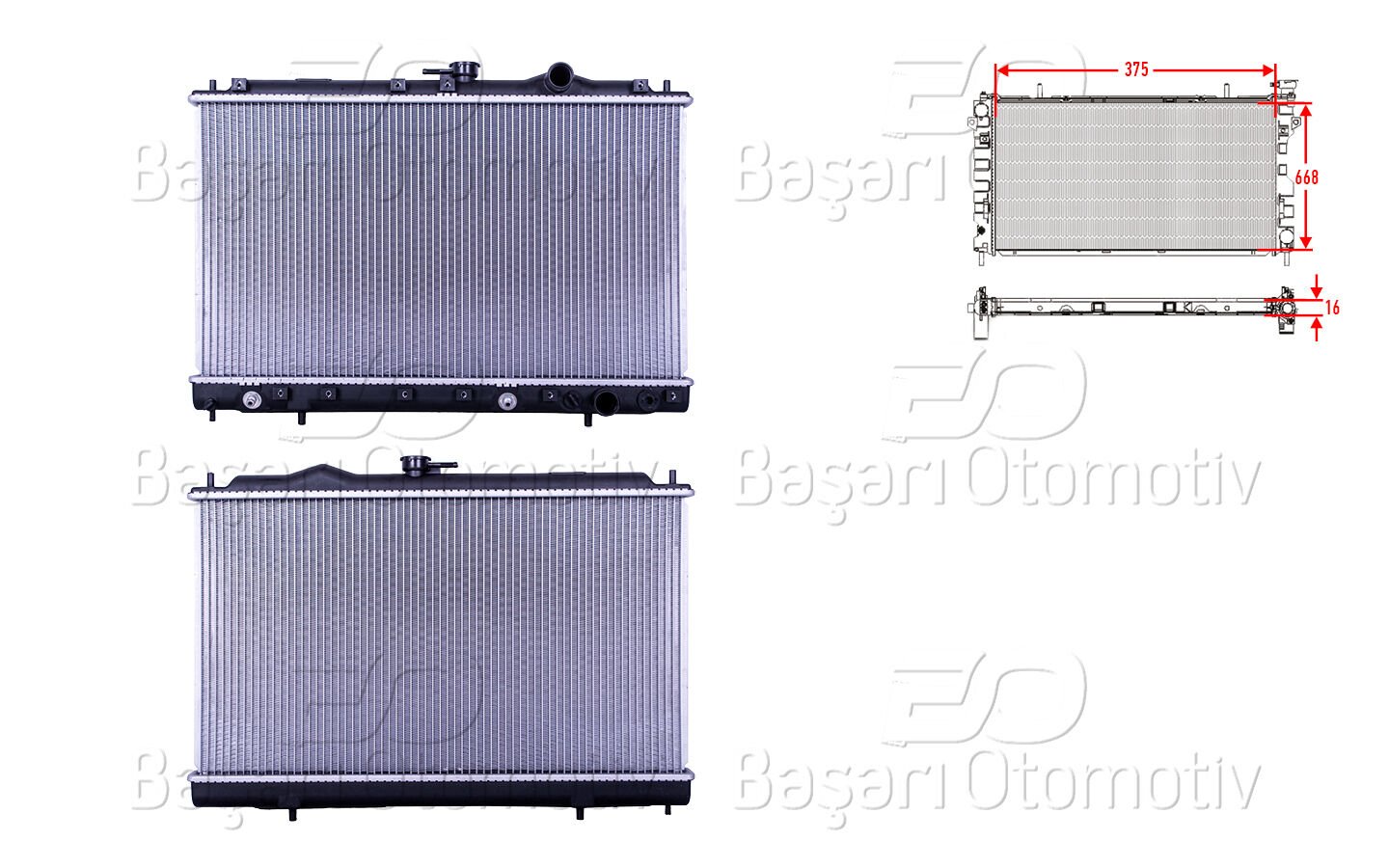 SU RADYATORU BRAZING AT 375X668X16 | MITSUBISHI GALANT1.8. 2.0 87-93 AT | WISCO