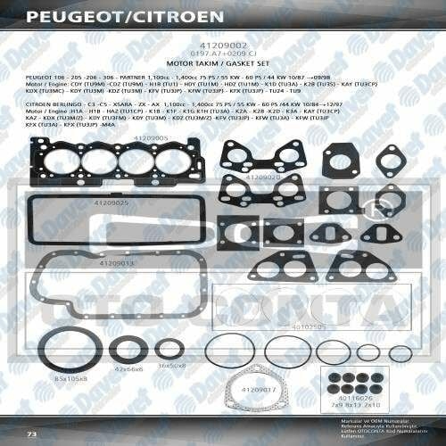 MOTOR TAKIM CONTA VITON KECELI P106 P206 C3 XSARA KFX-KFVTU3JP