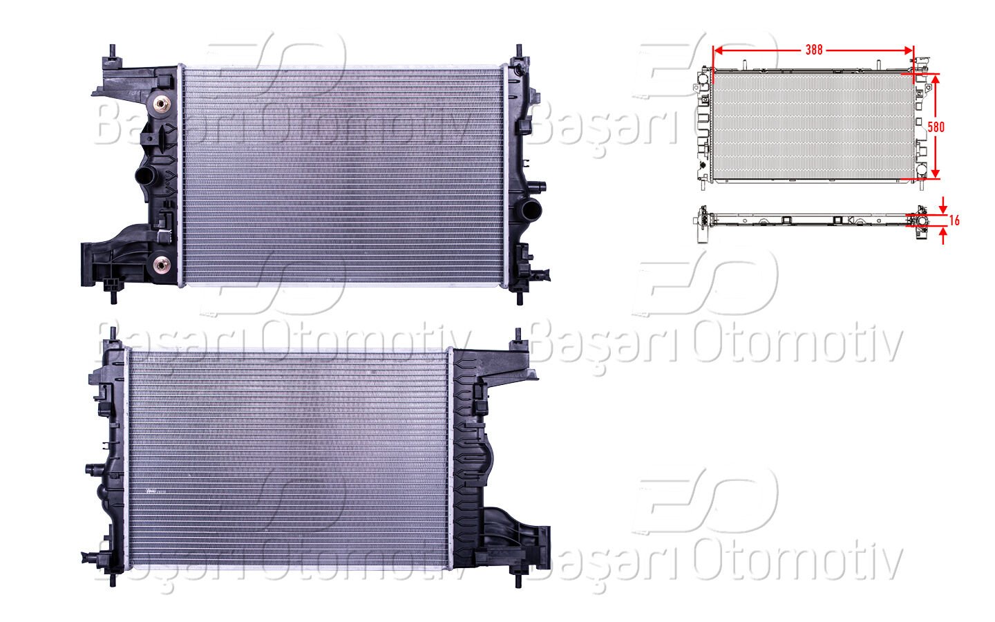 SU RADYATORU BRAZING AT 580X388X16 | OPEL ASTRA J. CRUZE 1.6 09> | WISCO
