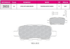 ARKA FREN BALATASI  WVA 23814 FISSIZ NISSAN QASHQAI 06>14 CUBE 09> JUKE 10> XTRAIL 01>14 SUZUKI GRAND VITARA 07>