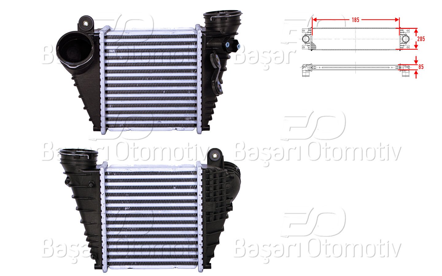 TURBO RADYATORU (INTERCOOLER) 185X205X85 | VW GOLF4 1.9 TDI 97 05 | AUTOLUX