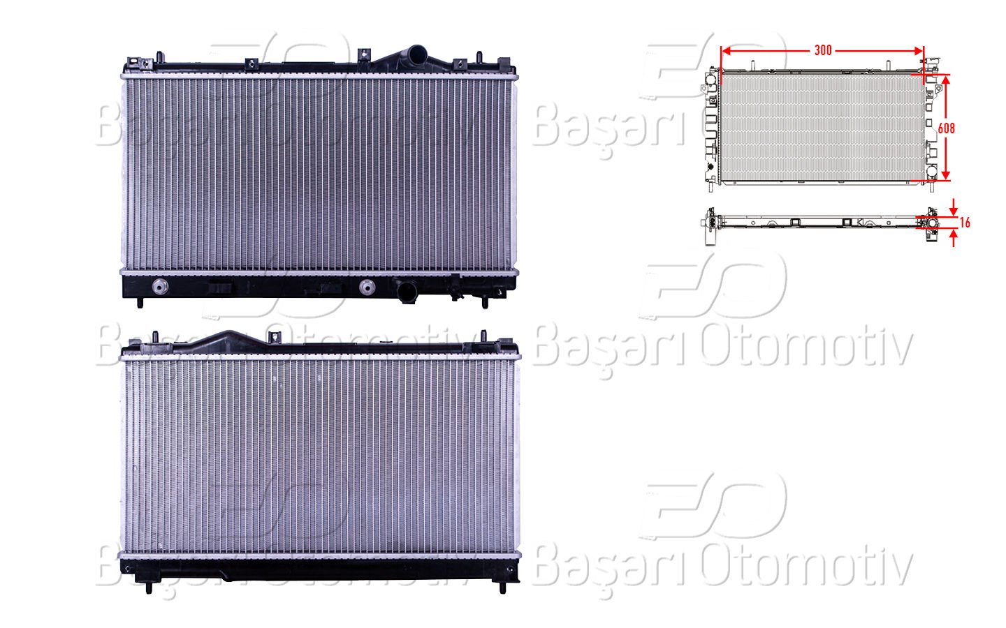 SU RADYATORU BRAZING MT-AT 300X608X16 | CHRYSLER NEON 2.0 16V 95-98 | WISCO