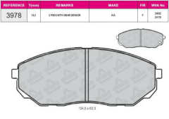 ON FREN BALATASI  WVA 24092 FISSIZ KIA SORENTO 2.4 2.5 CRDI 02>