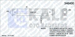 TURBO RADYATORU INTERCOOLER DOBLO III BRAVO 07>PUNTO 1.4TJET-1.6DMTJ-1.9DMTJ 05>199A8.000 572X127X50