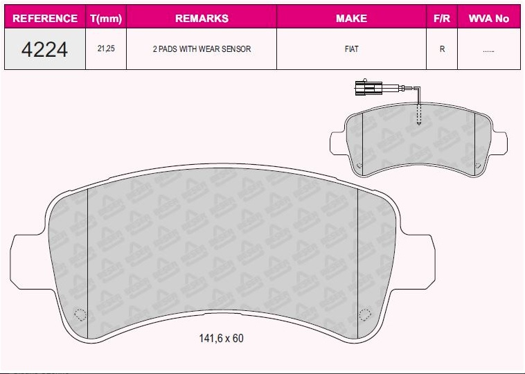 ARKA FREN BALATASI  FISLI DUCATO 14> / BOXER 14> / JUMPER 14> KABLOLU