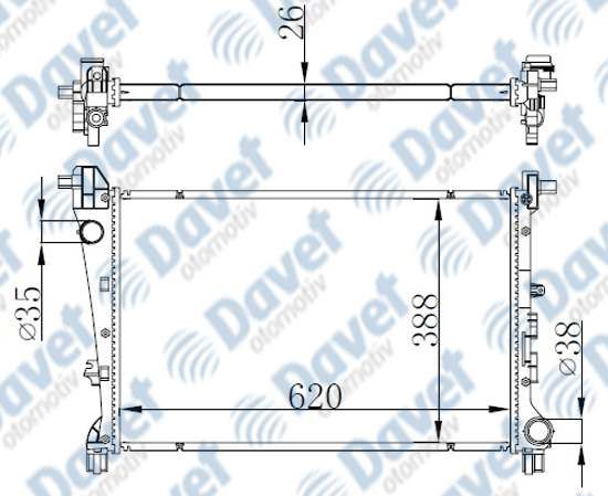 MOTOR SU RADYATORU BRAZING FIAT EGEA 1.3-1.6 MULTIJET 1.4  620X398X26 MANUEL SANZUMAN