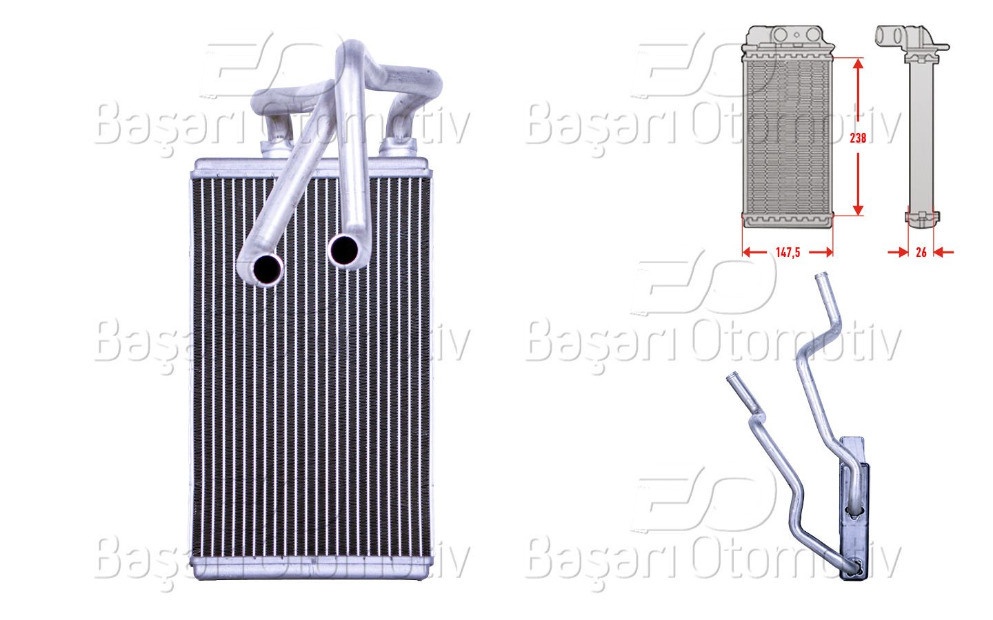 KALORIFER RADYATORU BRAZING 252X152 MM | PEUGEOT 4007 (VU_, VV_) 2.2 HDI 07-13 MITSUBISHI LANCER 8 (CY_A, CZ_A) 1.5 08> CITROEN C4 AIRCROSS 1.6 HDI 12> | WISCO