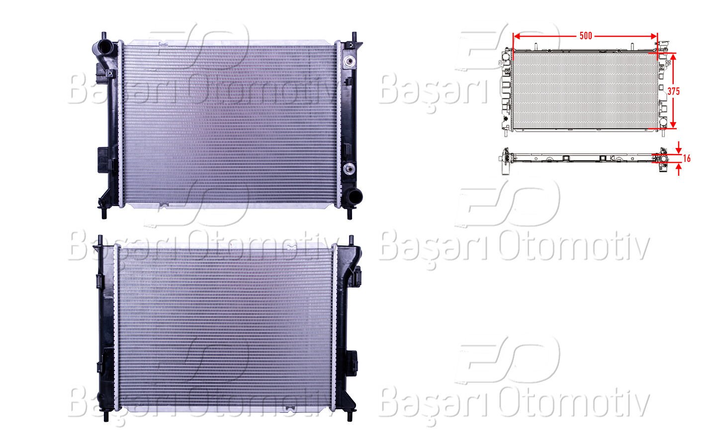 SU RADYATORU BRAZING AT 500X375X16 MM | HYUNDAI IX20 (JC) 1.4I A-T AC 10- | WISCO