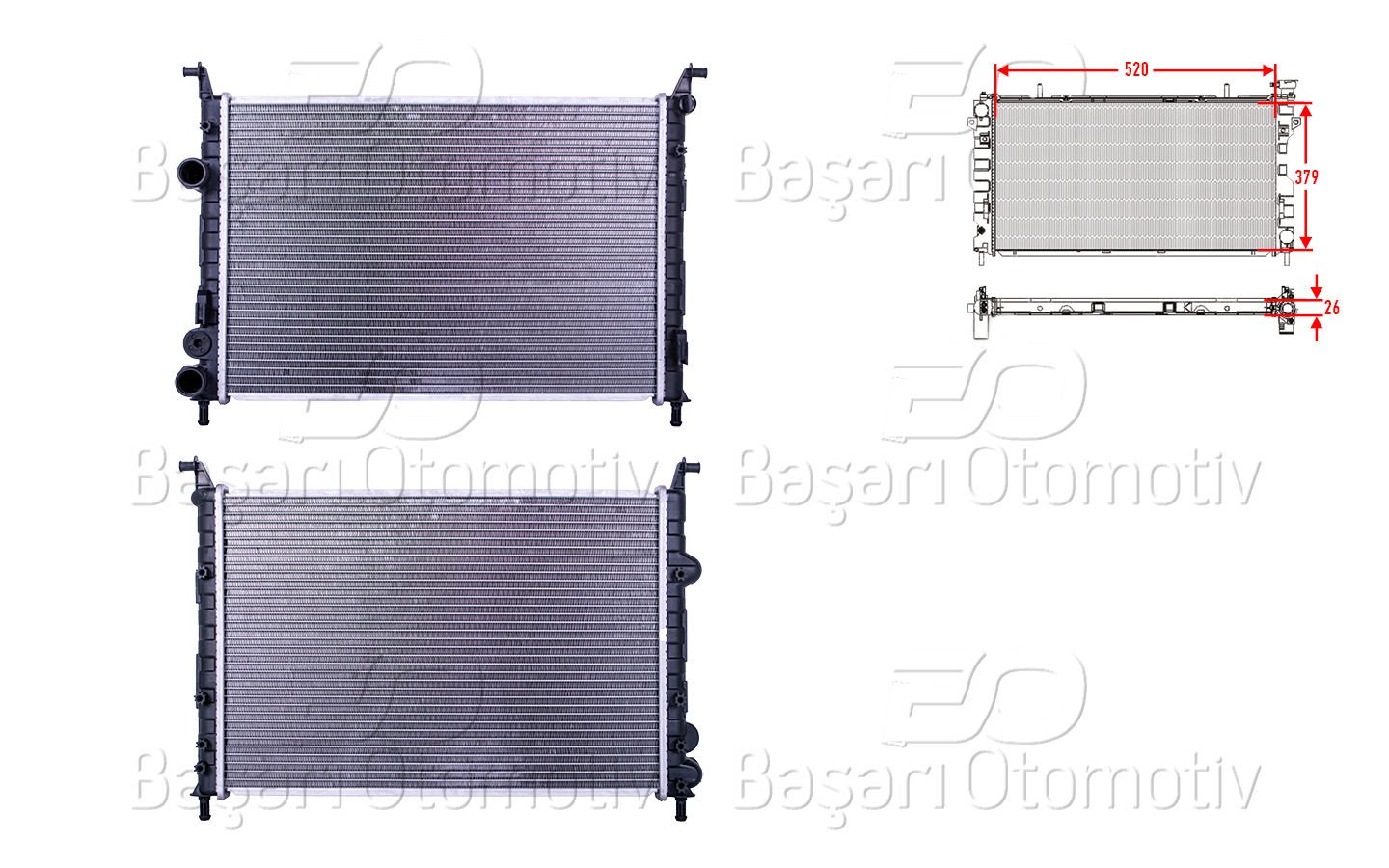 SU RADYATORU BRAZING MT 520X379X26 | FIAT PALIO (178_, 171_) 1.2 1.4 1996-2002 SIENA (178_, 172_) 1.3 98-04 | WISCO
