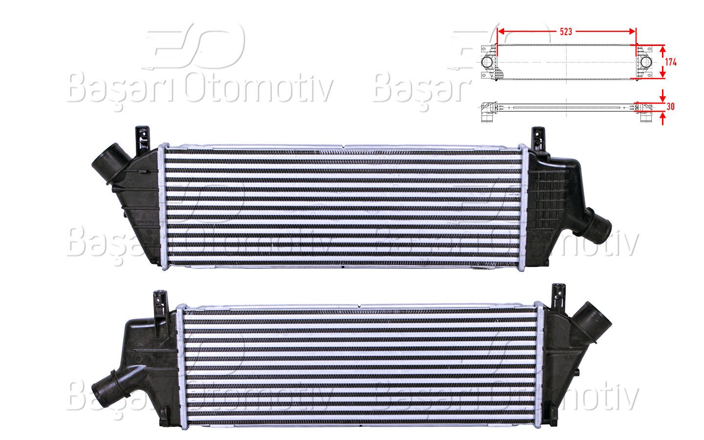 TURBO RADYATORU (INTERCOOLER) 523X174X30 | NISSAN MICRA 3 1.5 DCI 03 > | WISCO