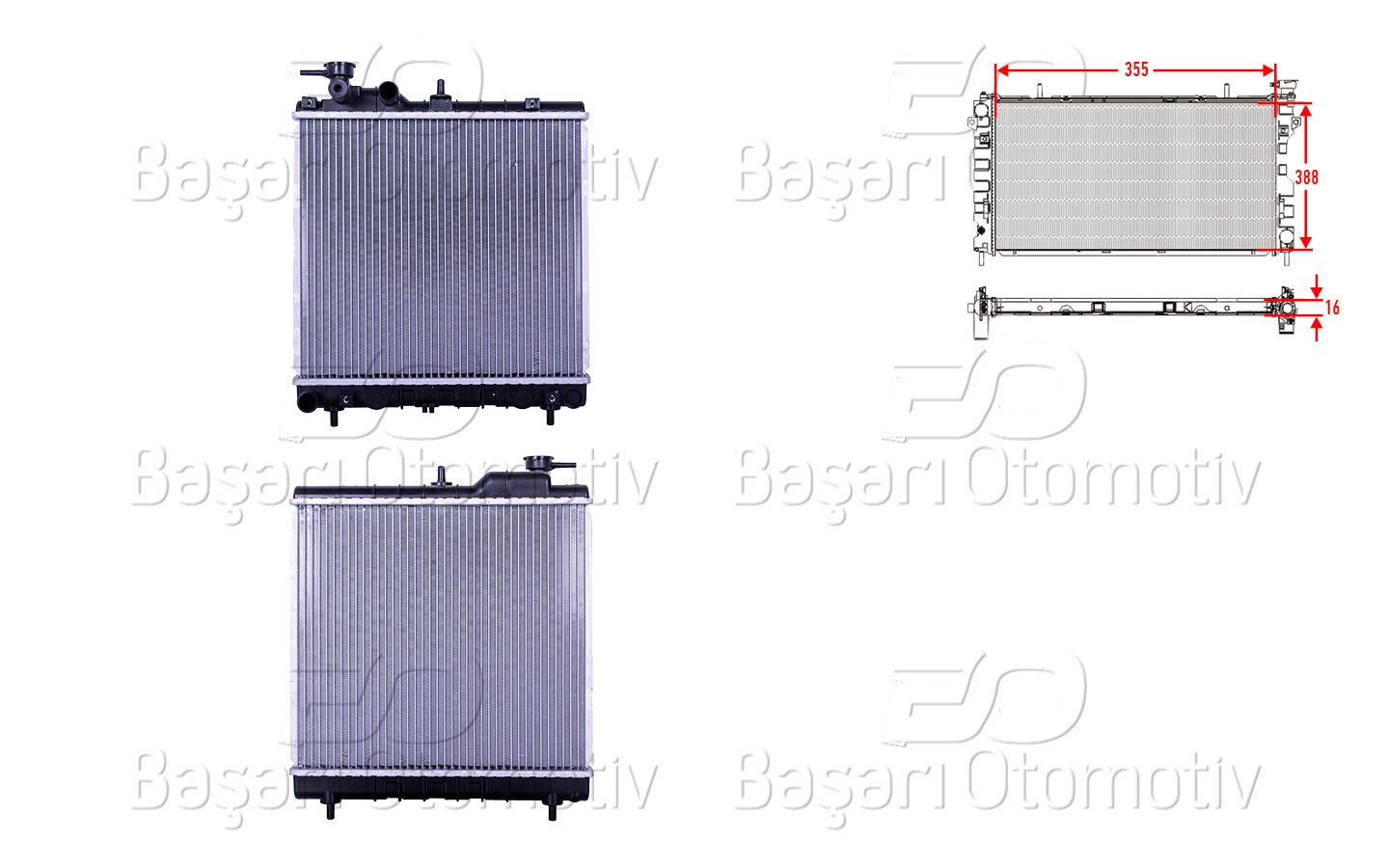 SU RADYATORU BRAZING MT 355X388X16 | HYUNDAI ATOS 1.0 I 98-03 | WISCO
