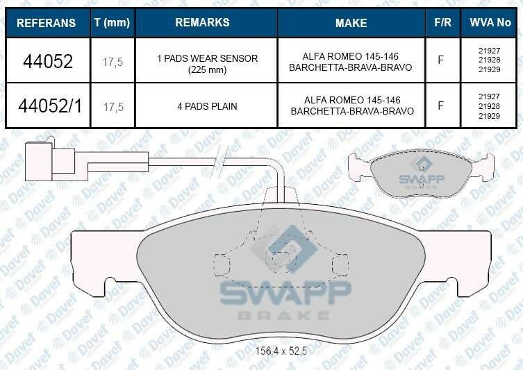 FREN BALATASI ON MAREA 1.6-1.9 TD 96-> MAREA WEEKEND 1.6 I-1.8-I-1.9 TD 96->BRAVA 1.9 D-TD 96->FISLI WVA 21927