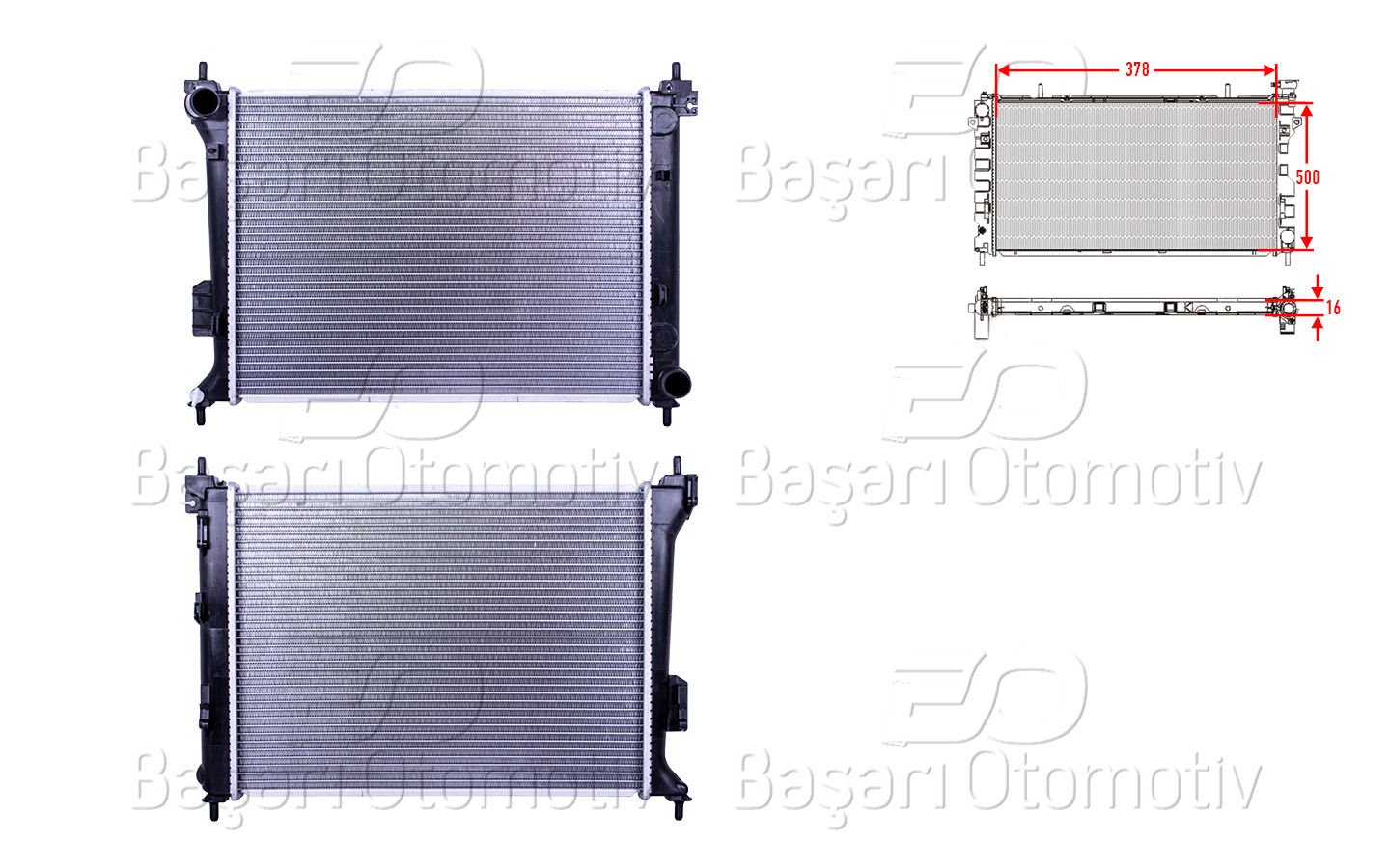 SU RADYATORU BRAZING MT 378X500X16 MM | HYUNDAI I20 1.4. 1.6 08> | WISCO