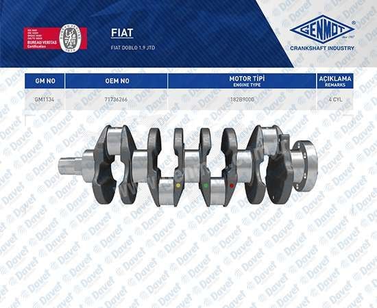 KRANK MILI FIAT DOBLO 1.9 JTD 182B9000