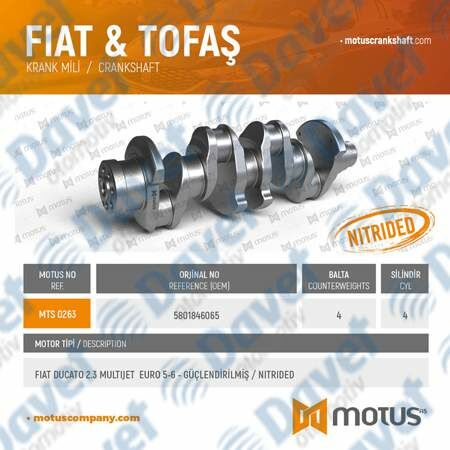 KRANK MILI FIAT DUCATO 2.3 MULTIJET EURO 6 - GUCLENDIRILMIS / NITRIDED