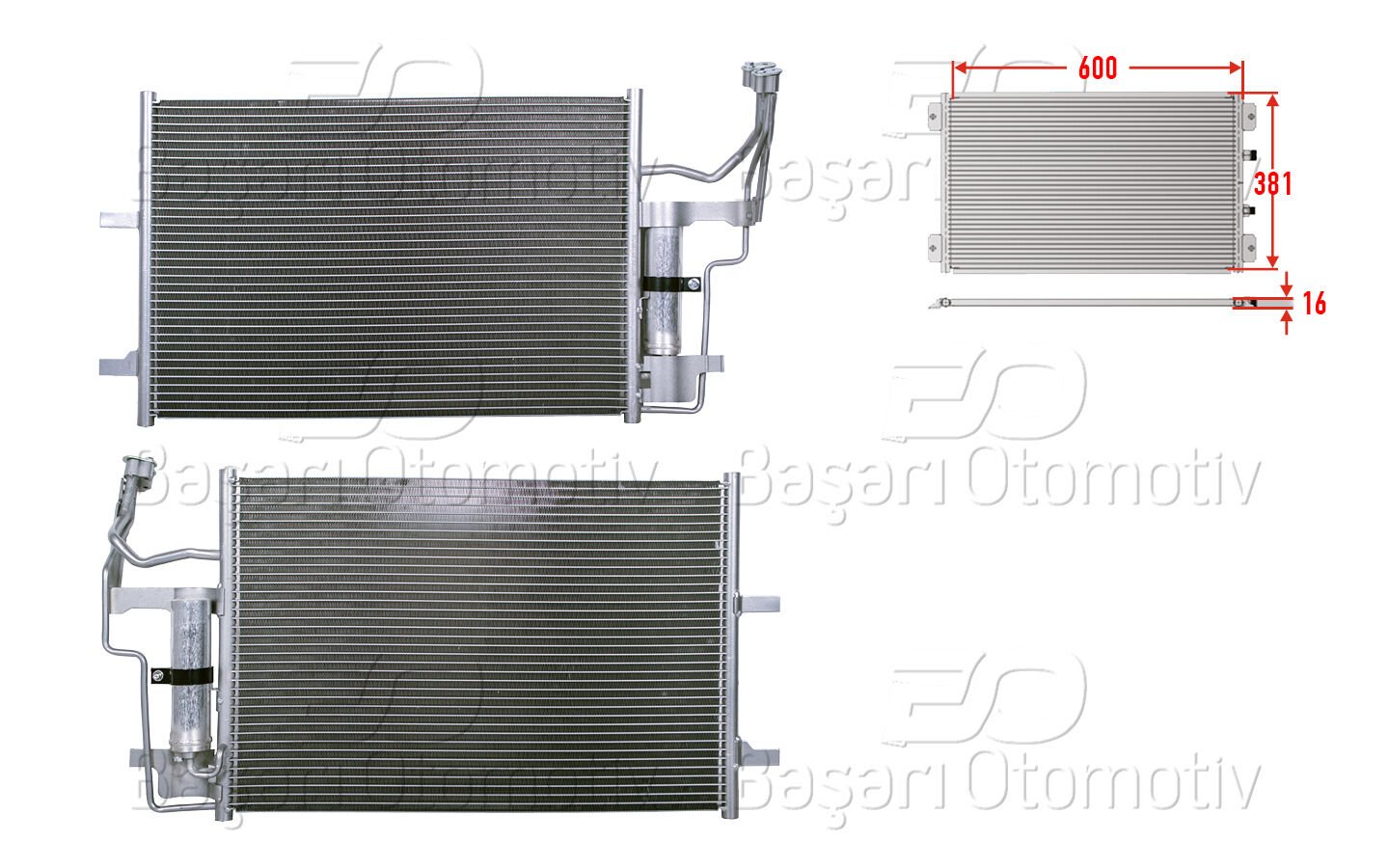KLIMA RADYATORU 600X381X16 | MAZDA3 5 1.3 1.6 2.0 2.3 03-08 | WISCO
