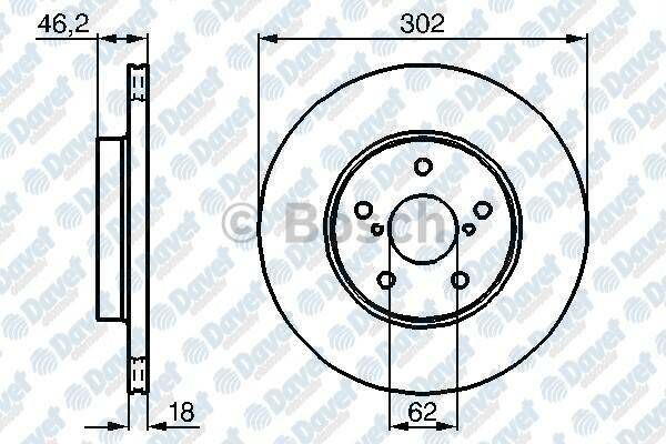 FREN DISKI ON HAVALI 302MM TOYOTA RAV 4 2.0 16V 94-00