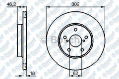FREN DISKI ON HAVALI 302MM TOYOTA RAV 4 2.0 16V 94-00