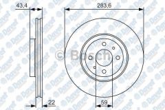 FREN DISKI ON HAVALI 284.50mm LINEA 1.6 MTJ  DOBLO 06-> MAREA 99-> STILO 1.4 1.6 BRAVO 2.0 20V 95-98.