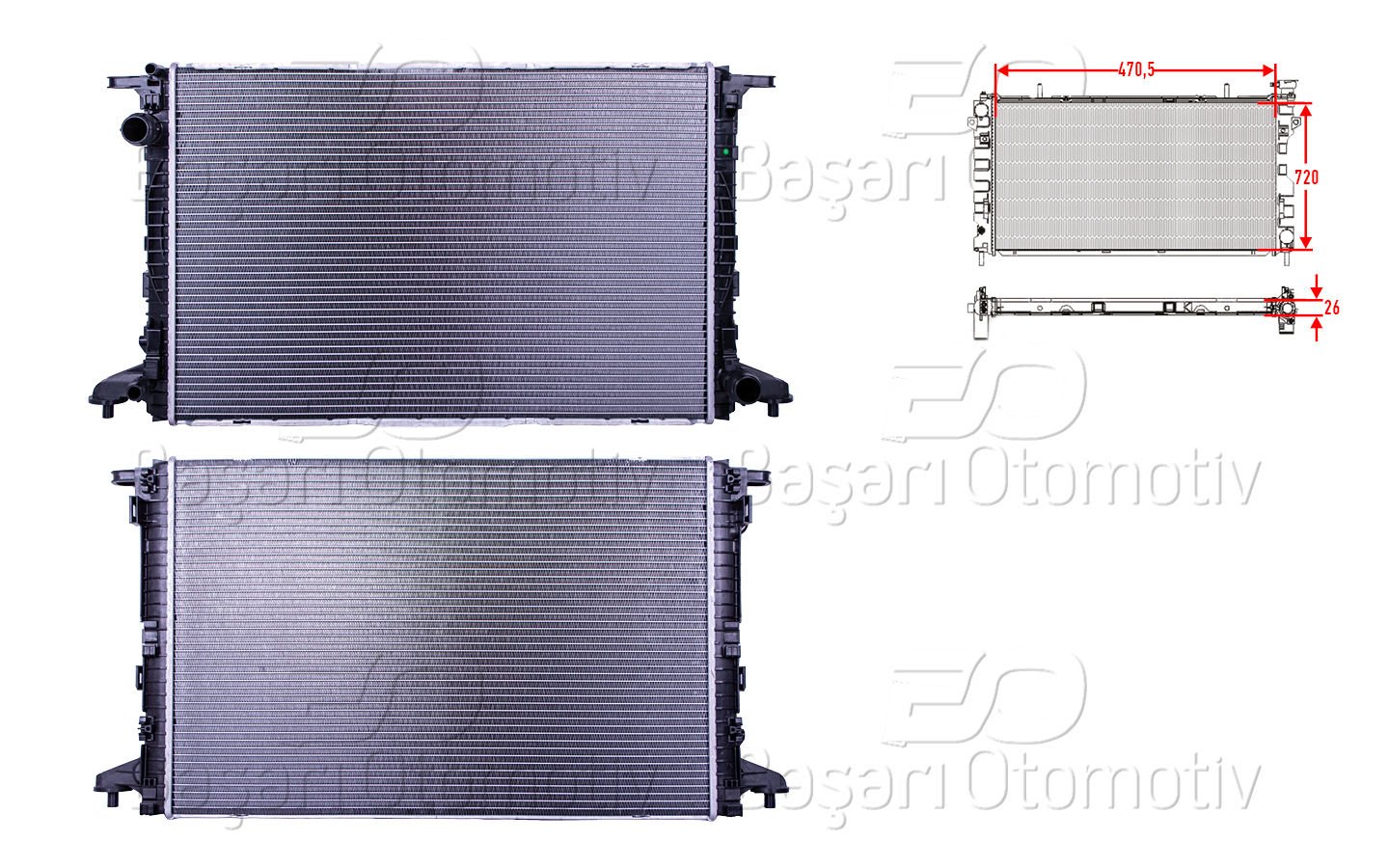 SU RADYATORU BRAZING MT-AT 470.5X720 MM | AUDI A4 A5 3.0 TDI 15 > | WISCO