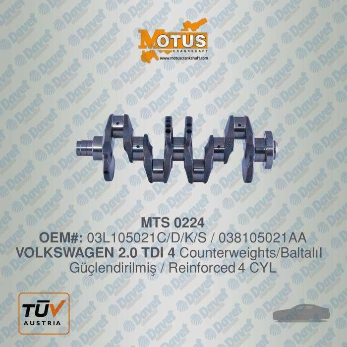 KRANK MILI  GUCLENDIRILMIS  AMAROK 10>16 CC 12>17 JETTA 11>18 PASSAT 11>15 TIGUAN 08>18 T6 10>15 A3 09>13 A4 SUPERB 08>15 A5 11>17 A6 09>14 Q3 12>14 Q5 09>17 2.0TDI CCHB CCHA CFCA CSHA CGLD CGLC CMGB CGLE