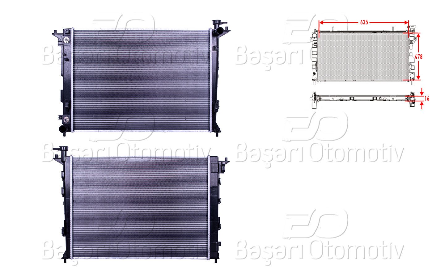 SU RADYATORU BRAZING AT 635X478X16 MM | KIA IX35. SPORTAGE 1.6. 2.0 BENZINLI 10> | WISCO