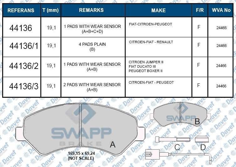 FREN BALATASI ON TEK FISLI AKSESUARLI DUCATO PEUGEOT BOXER CITROEN JUMPER 2006-> KARSAN JEST WVA 24466