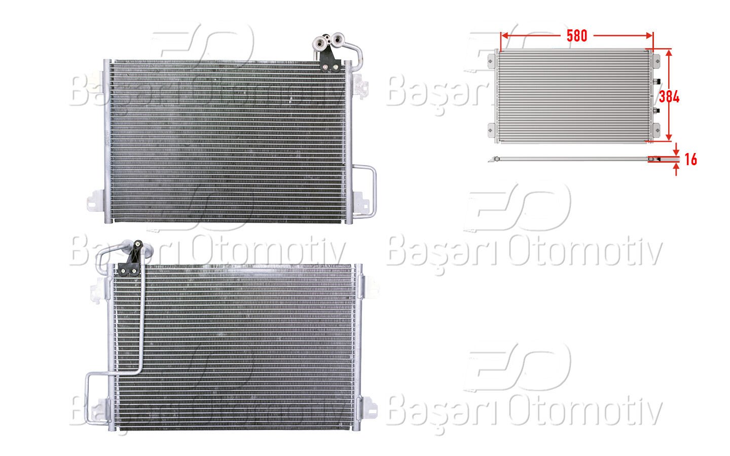 KLIMA RADYATORU 580X384X16 | RENAULT MEGANE 1 1.6 I 1.9 DTI 95 >7700434383 | ECOPARTS