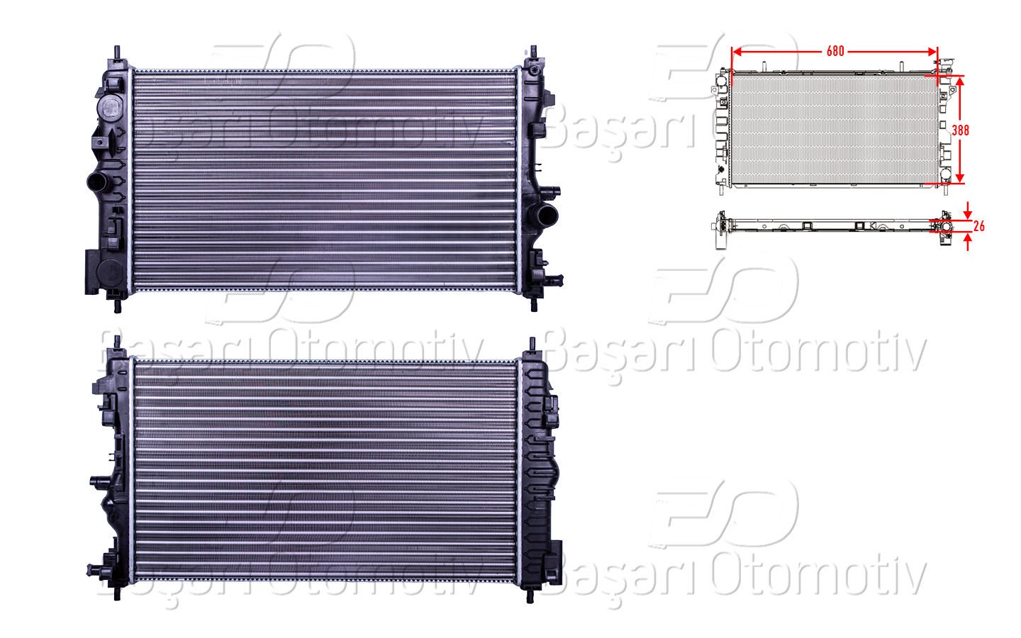 SU RADYATORU MEKANIK MT 680X388X26 | OPEL ASTRA J 1.6 CDTI 10> | AUTOLUX