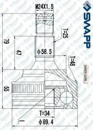 AKS KAFASI DIS P207 1.6 HDI 1.6 16V 06>12 - -P308 1.6 16V 1.6 HDI 2.0 HDI 07>13 - PARTNER 1.6 HDI 08> - BERLINGO 1.6 HDI 0008> - C3 II 1.6 HDI 09>16 - PICASSO-XSARA 1.6 HDI 99> - C4 1.6 HDI 2.0 HDI 09> ABSLI 48 DIS 25x34x58.5x134mm