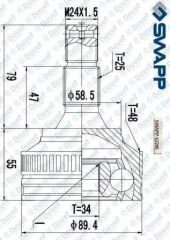 AKS KAFASI DIS P207 1.6 HDI 1.6 16V 06>12 - -P308 1.6 16V 1.6 HDI 2.0 HDI 07>13 - PARTNER 1.6 HDI 08> - BERLINGO 1.6 HDI 0008> - C3 II 1.6 HDI 09>16 - PICASSO-XSARA 1.6 HDI 99> - C4 1.6 HDI 2.0 HDI 09> ABSLI 48 DIS 25x34x58.5x134mm