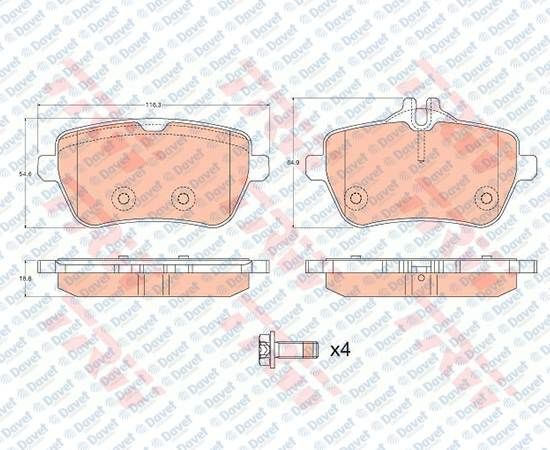 ARKA FREN BALATASI MERCEDES 222 V222 X222 S350 BLUETEC-S350 BLUETEC 4-MATIC 13> SL R231 350 12>