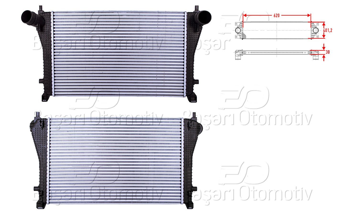 TURBO RADYATORU (INTERCOOLER) 620X401,2X30 | VW GOLF 7 PASSAT SEAT LEON SKODA OCTAVIA AUDI A3 1.8 TFSI 2.0 TSI 13> | WISCO