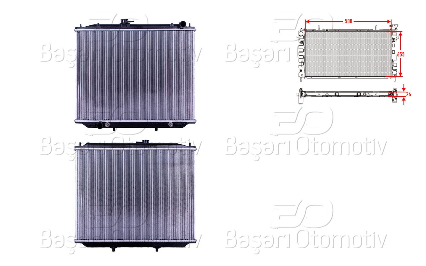 SU RADYATORU BRAZING AT 500X655X26 MM | NISSAN TERRANO 2.7 TD 2.4 B ENZIN 96> | WISCO
