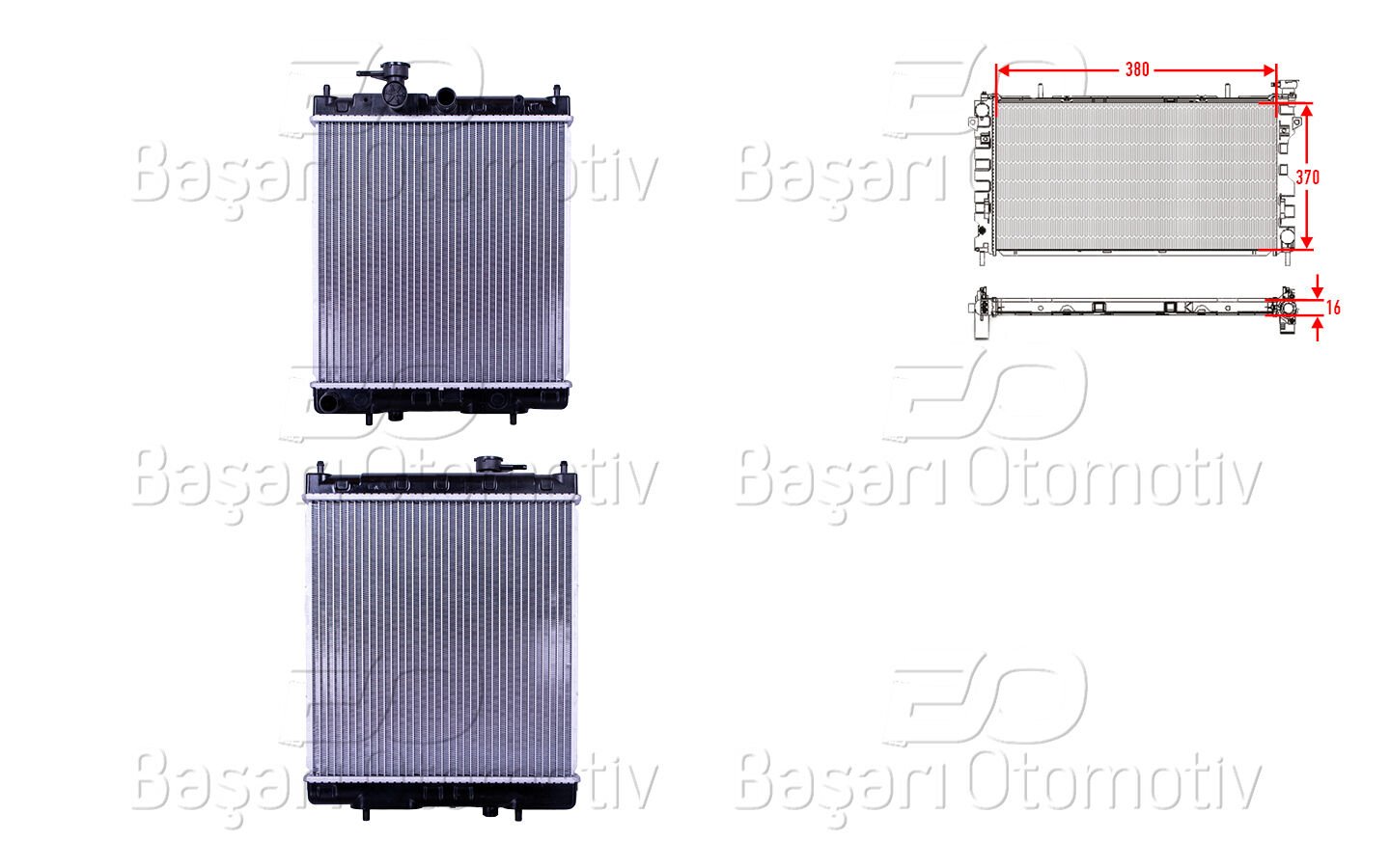 SU RADYATORU BRAZING MT 380X370X16 MM | NISSAN MICRA 1.3 16V 92-00 | WISCO