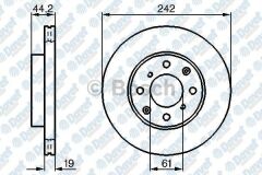 FREN DISKI ON HAVALI 242MM CIVIC II-III 87-91   ####